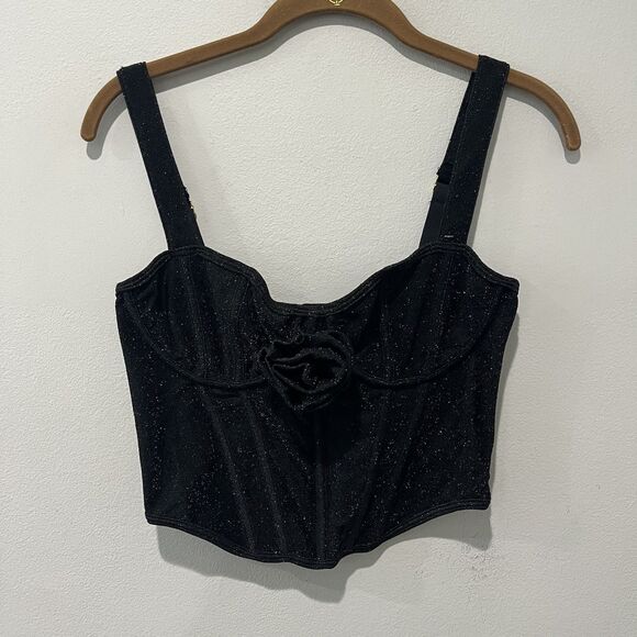 Anthropologie Tops - Anthropologie Shine Rosette Bustier Women’s Medium Black Corset Top Whimsigoth